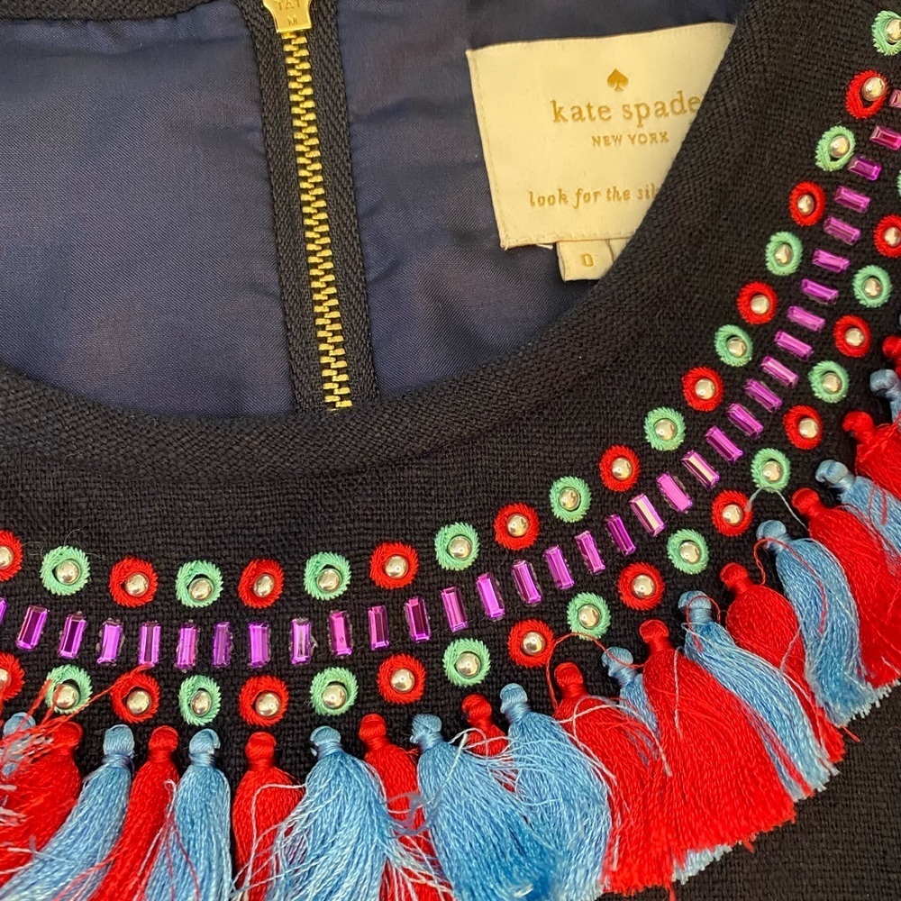 KATE SPADE
Embroidered Tassel Dress In Rich Navy (20) - Picture 6 of 6